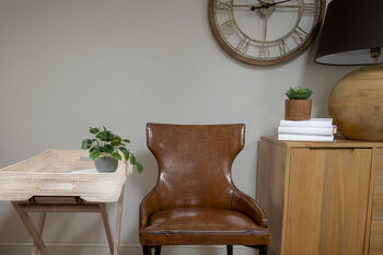 Vintage Faux Brown Leather Dining Chair, 6 of 12