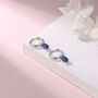 Oval Sapphire Blue Cz Huggie Hoop In Sterling Silver, thumbnail 6 of 11