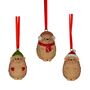 Festive Hedgehogs Hanging Decorations Set Of Three, thumbnail 1 of 4