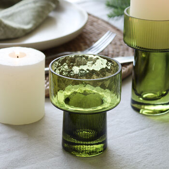 Green Glass Pillar Candle Holder, 4 of 4