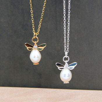 Sterling Silver Bee And Pearl Necklace, 3 of 10