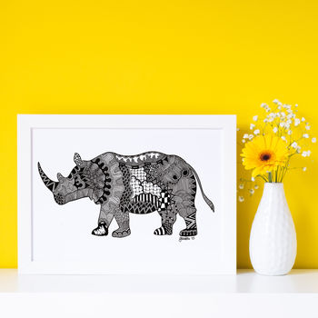 Hand Drawn Rhinoceros Print, 2 of 2