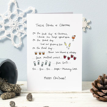 The Twelve Drinks Of Christmas Card By Oops a doodle