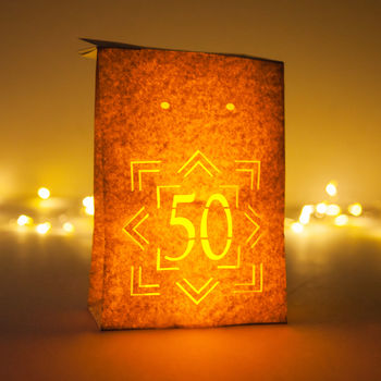 Three Paper Lantern Bags 50th Birthday Party Farolitos, 2 of 8