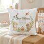 Kids Personalised Dinosaur Birth Announcement Cushion, thumbnail 1 of 2