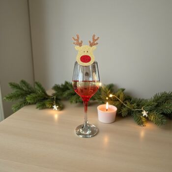 Six X Reindeer Christmas Drinks Toppers, Festive Cocktails, Christmas Drinks Decorations, 3 of 7