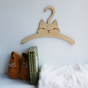 Personalised Childrens Coat Hanger With Fox Design, 5 of 8