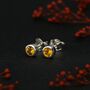 Sterling Silver November Citrine Birthstone Stud Earrings, thumbnail 1 of 6