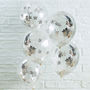 Pack Of Five Silver Star Confetti Clear Party Balloons, thumbnail 1 of 2