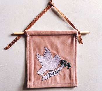 Embroidered Velvet Christmas Dove Banner/Pennant, 6 of 7