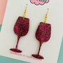 Wine Glass Glitter Earrings, thumbnail 2 of 2