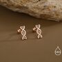 Dna Molecular Structure Screw Back Earrings In Sterling Silver, thumbnail 6 of 11