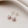 Pink Pearl Earrings Mae Button Studs, thumbnail 1 of 2