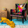 Black Embroidered Floral Armchair, thumbnail 1 of 8