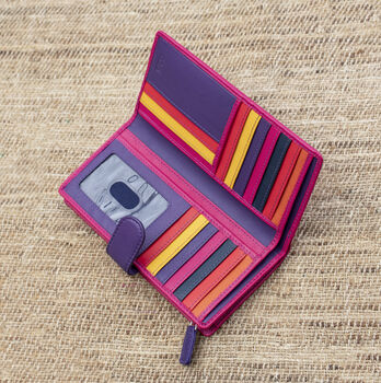 Berry And Multicolour Womans Leather Purse Wallet Rfid, 9 of 12