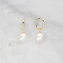 Gold Or Silver Large Pearl Drop Hoop Earrings, thumbnail 5 of 8