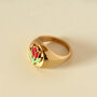 Wide Signet Ring Red Tulip Flower Blooming Jewellery, thumbnail 3 of 4