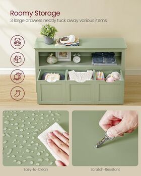 Toy Storage Unit Kids Bookcase With Drawers Wheels, 5 of 6