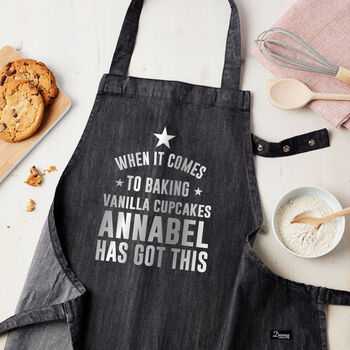 Personalised Grey Denim Baking Apron, 3 of 3