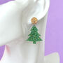 Green And Gold Glitter Christmas Tree Dangle Earrings, thumbnail 1 of 2