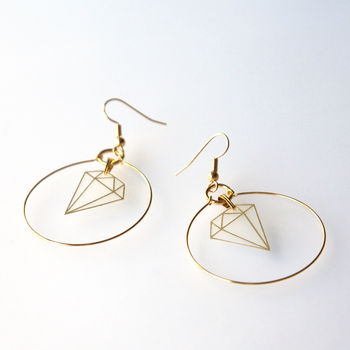 Delicate Gold Plated And Vinyl Diamond Hoop Earrings, 2 of 5