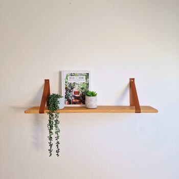 Oak Shelf With Leather Straps, Nursery Shelf, 2 of 7