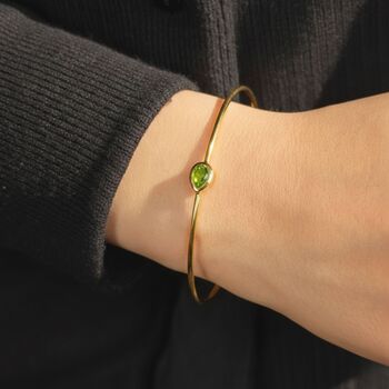 Peridot August Birthstone Gold Plated Bangle, 3 of 5