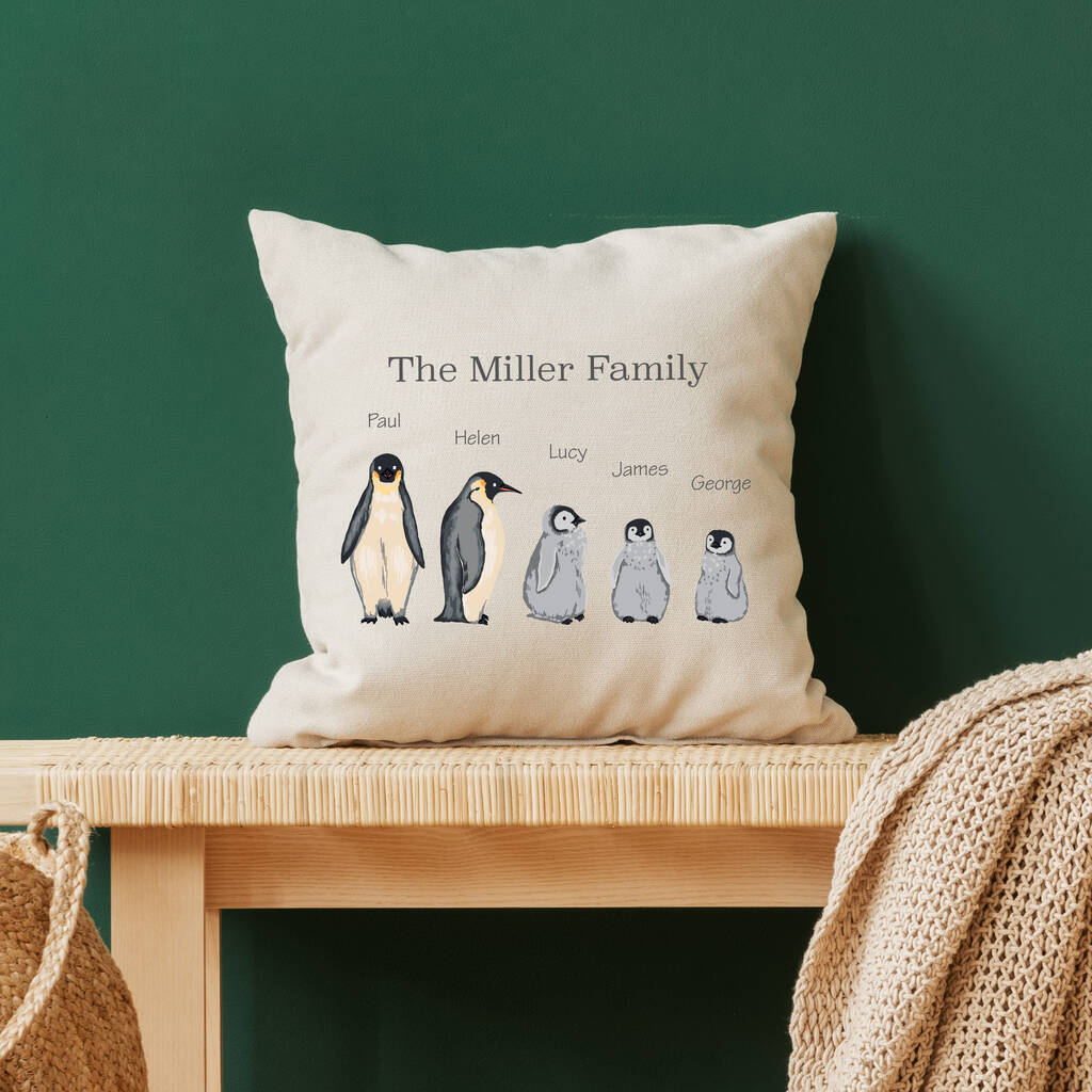 Personalised Penguin Family Cushion, 1 of 4