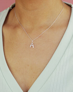 Textured Initial Pendant Necklace, 3 of 5