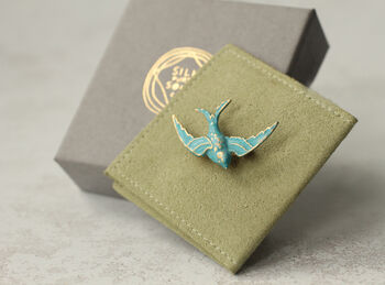 Verdigris Swallow Bird Brooch Pin, 4 of 11