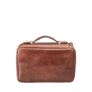 Elegant Leather Double Zip Wash Bag. 'The Cascina', 7 of 12
