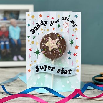 Father's Day Card With Chocolate Lolly, 2 of 5