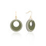 Khaki And Cream Circular Earrings • Gold Plated Sterling Silver Hooks, thumbnail 6 of 9
