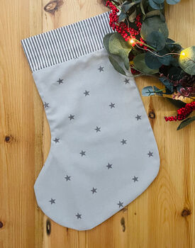 Mutts And Hounds Grey Star Christmas Stocking, 2 of 4