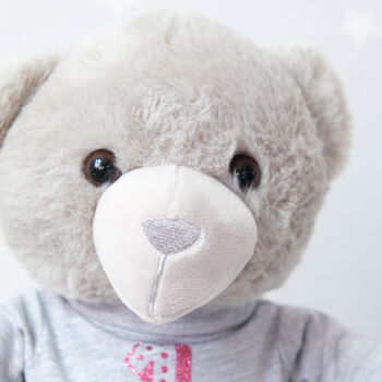 Personalised Grey 1st Birthday Teddy Bear, 2 of 4