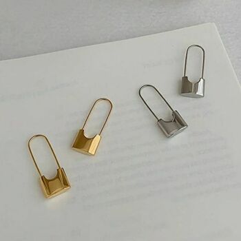 Gold And Silver Plated Dangle Safety Pin Earrings, 8 of 9