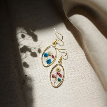 Colourful Pressed Flower Gold Earrings, 2 of 5
