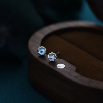 Moonstone Stud Earrings In Sterling Silver, 2 of 12