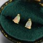 Tiny Opal Pear Stud Earrings In Sterling Silver, thumbnail 7 of 11