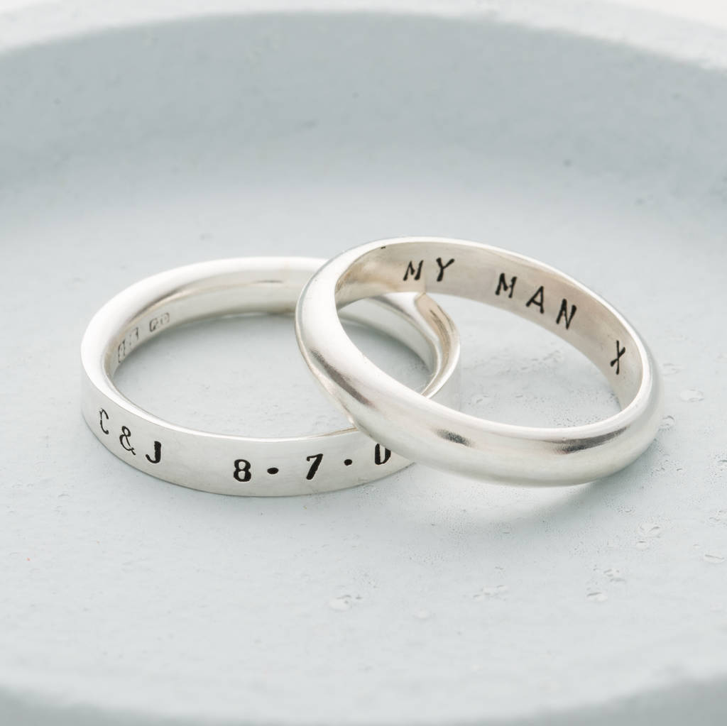 Personalised Men's Script Ring By Posh Totty Designs