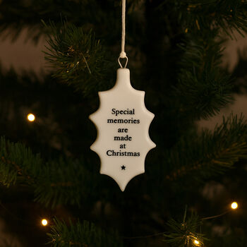 Porcelain Holly Ornament Memories Made At Christmas Keepsake Gift, 4 of 4