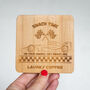 Personalised F1 Grand Prix Racing Car Engraved Bamboo Coaster, thumbnail 2 of 3