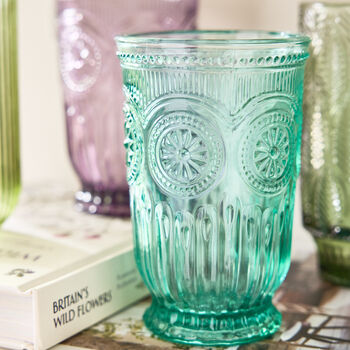 Set Of Four Vintage Colour Embossed Highball Tumblers, 4 of 8