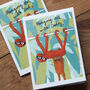 Sloths Hanging Out With Daddy First Father's Day Card, thumbnail 1 of 4