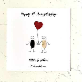 3rd Wedding Anniversary Card Personalised, 2 of 4