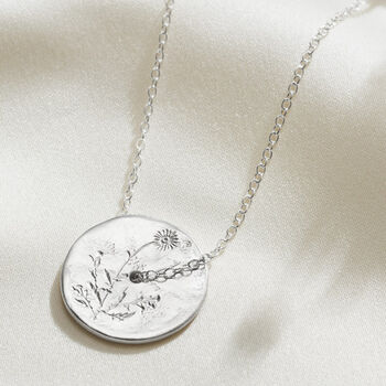 Birth Flower Spinner Necklace In Sterling Silver, 6 of 12
