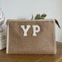 Personalised Canvas Jute Clutch Pouch Makeup Bag, thumbnail 4 of 5