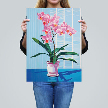 Outstanding Orchids Pink And Blue Floral Wall Art Print, 2 of 6