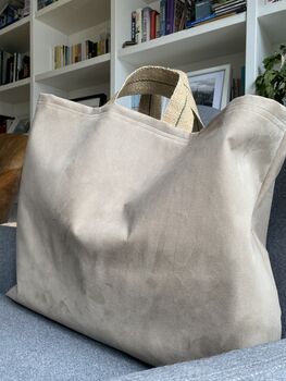 Extra Large Tote Bag Mock Suede, 4 of 5