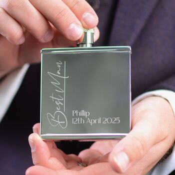 Personalised Slim Wedding Party Hip Flask, 2 of 5